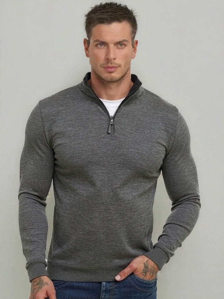 BEAUMONT SWEATER MED HALV LYNLÅS